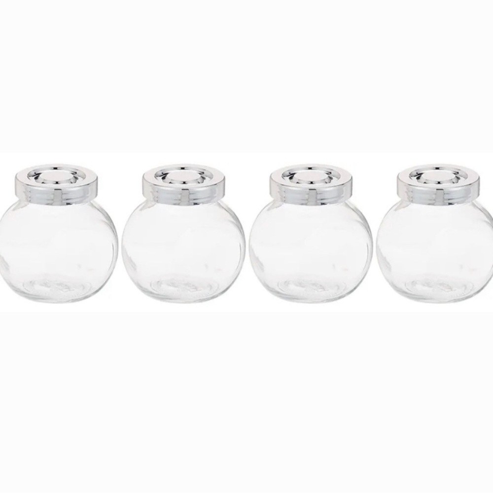 IKEA RAJTAN Spice jar, Glass, Aluminum Color 400.647.02, 1-Pack( 4-Count ), Clea